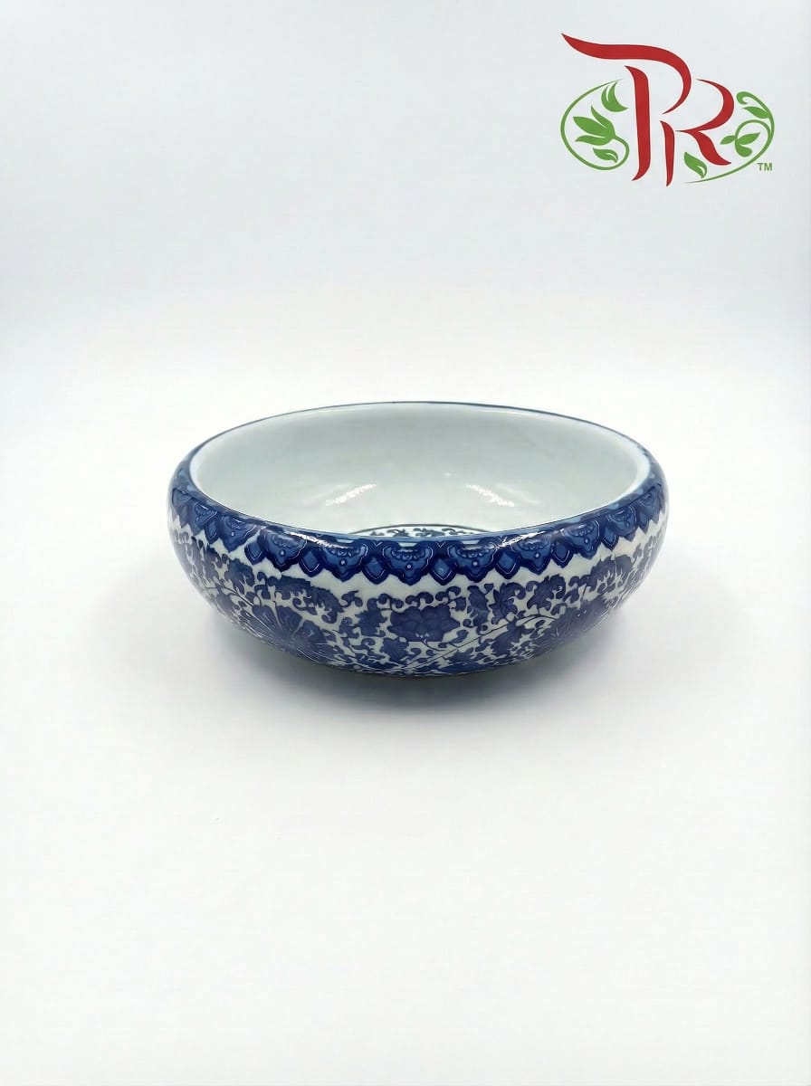 A22 Vintage Blue Floral Ceramic Vase