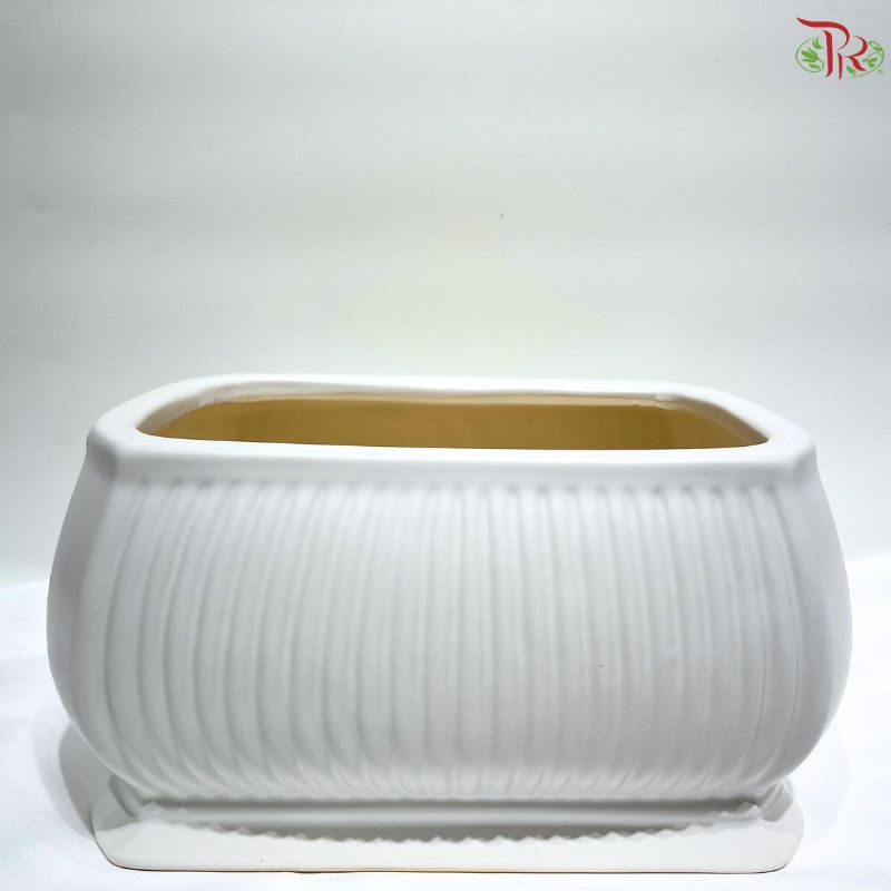 SJ-S-49 White Rectangular Pot