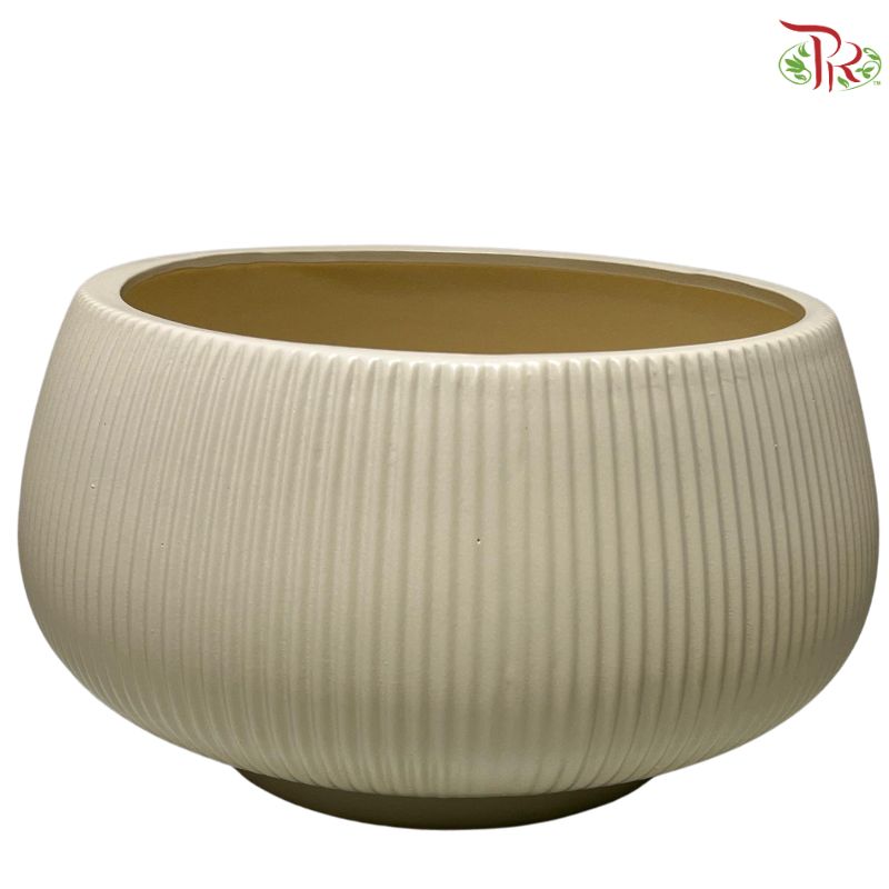 TX-JW01039.6 Ribbed Ceramic Planter - Cream