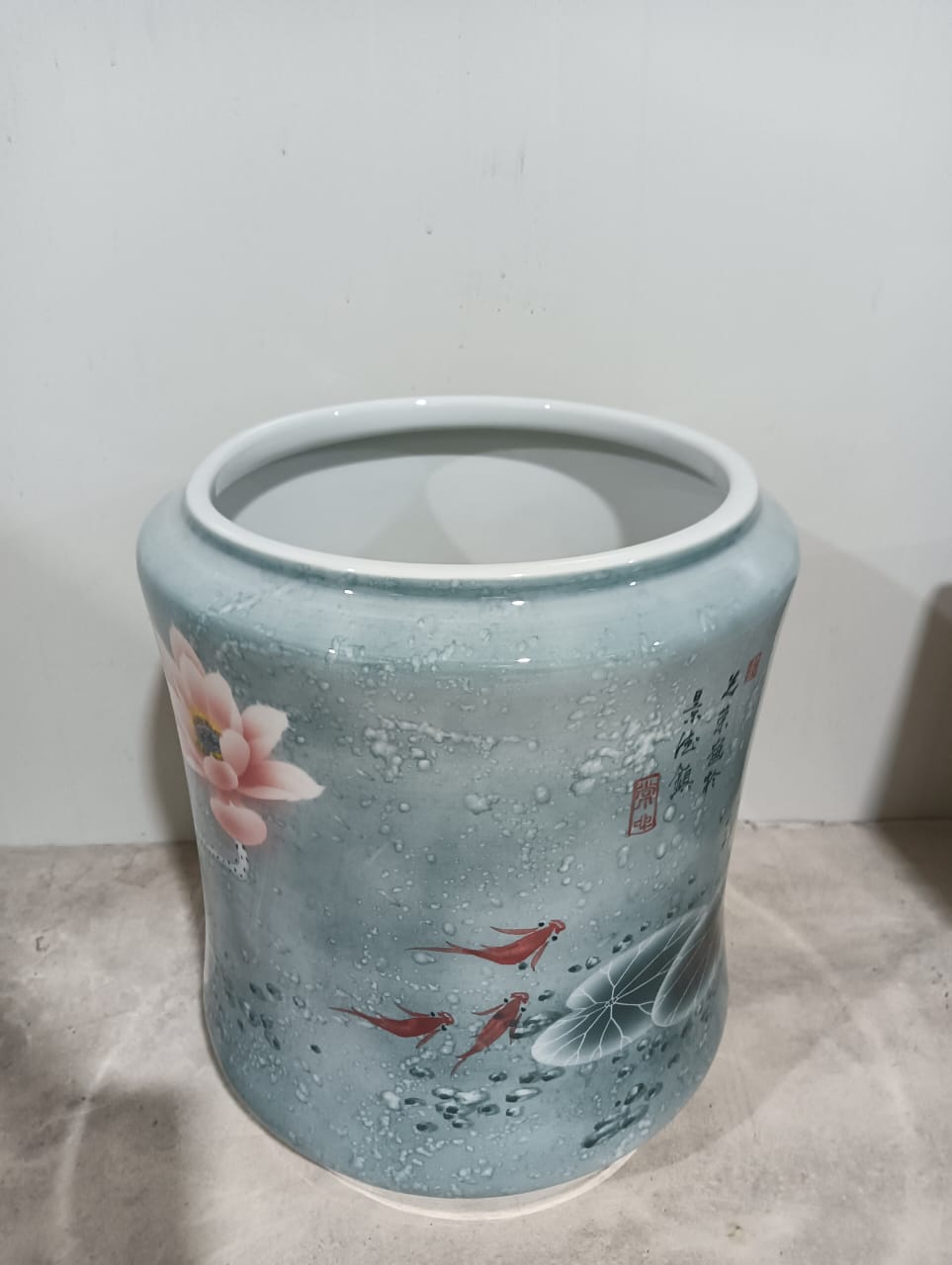 Lotus and Koi Serenity Ceramic Vase