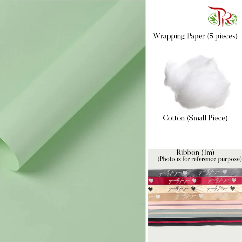 包花懒人包 DIY Self Wrapping Kit (Suitable for small and medium size bouquet)-Pistachio Green-Pudu Ria Florist-prflorist.com.my