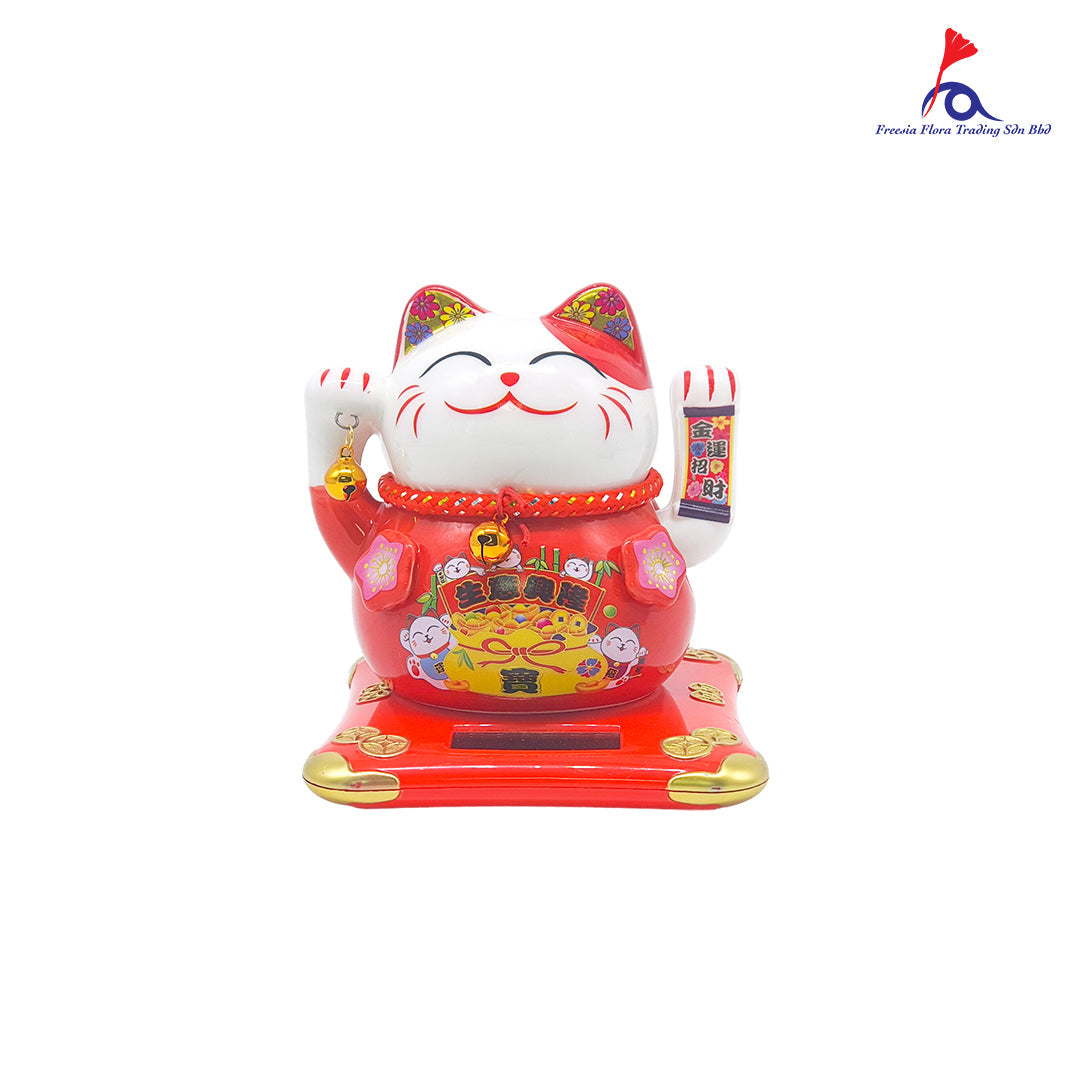 6寸 太阳能 福气旺旺 招手猫 (Red)