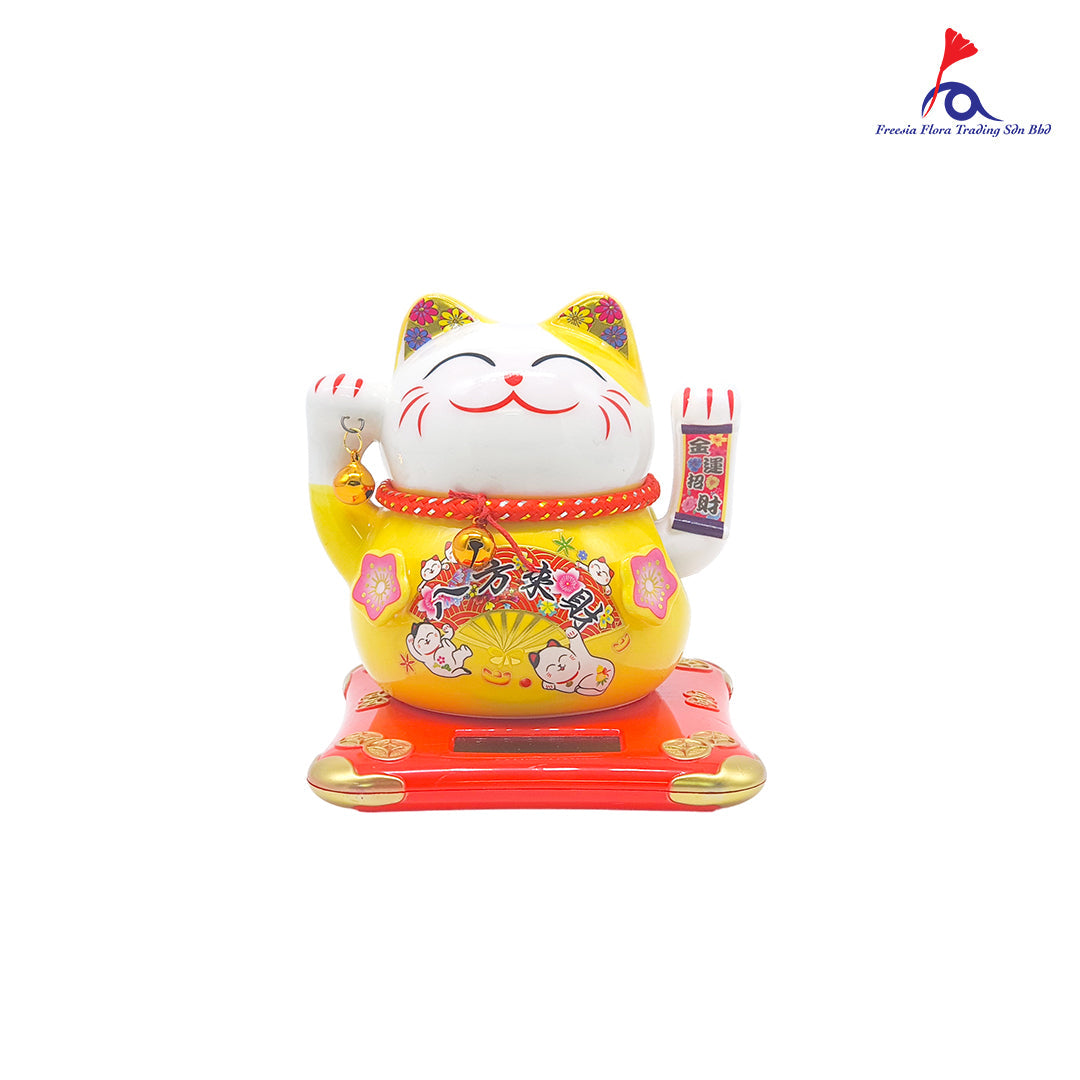 6寸 太阳能 福气旺旺 招手猫 (Yellow)