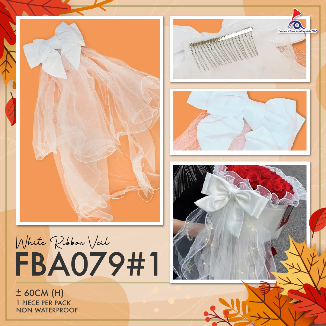 FBA079 WHITE RIBBON VEIL - Freesia