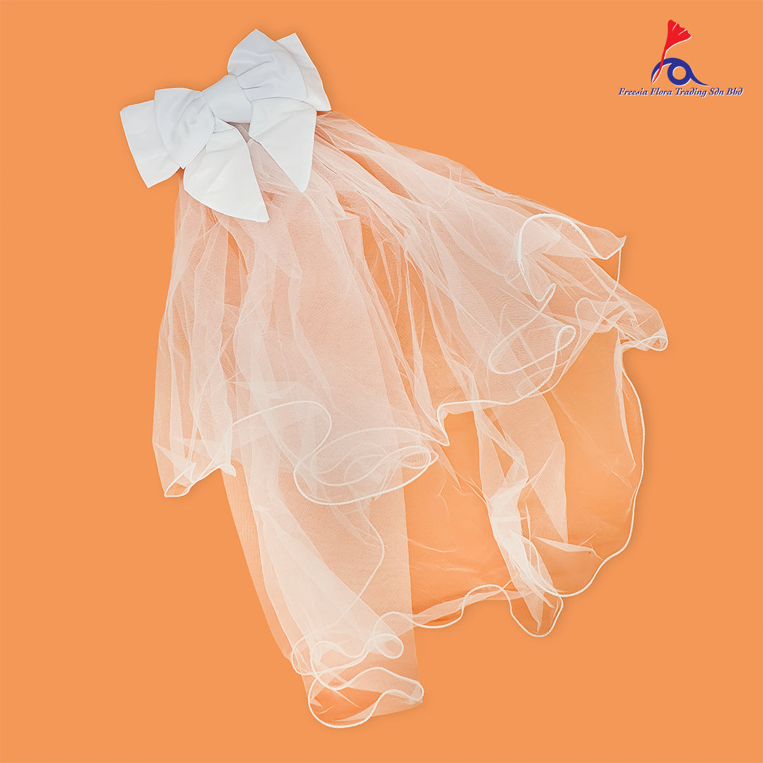 FBA079 WHITE RIBBON VEIL - Freesia