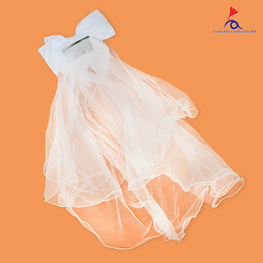 FBA079 WHITE RIBBON VEIL - Freesia