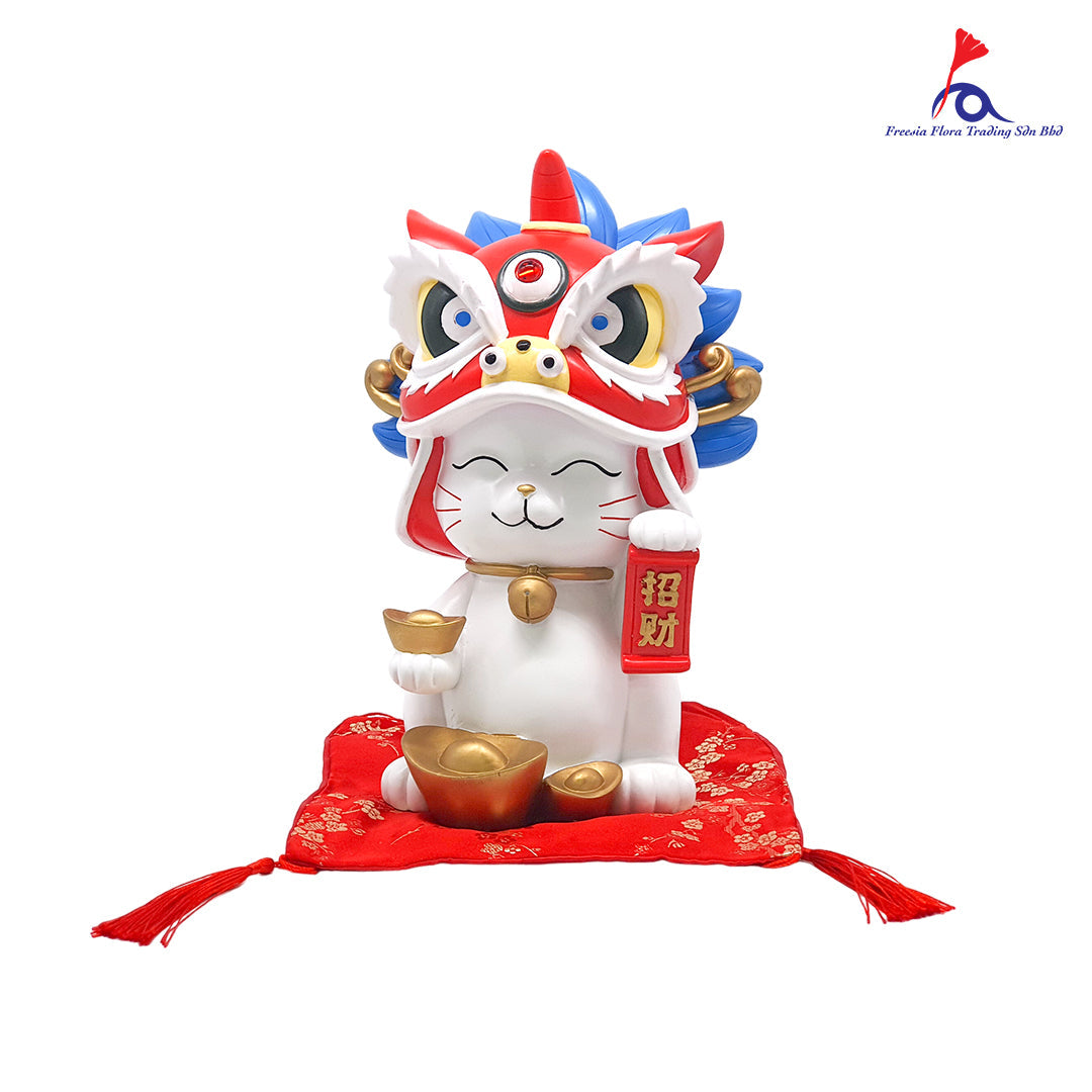11" 中式 精美陶瓷 招财猫 存钱罐 摆件 (White)