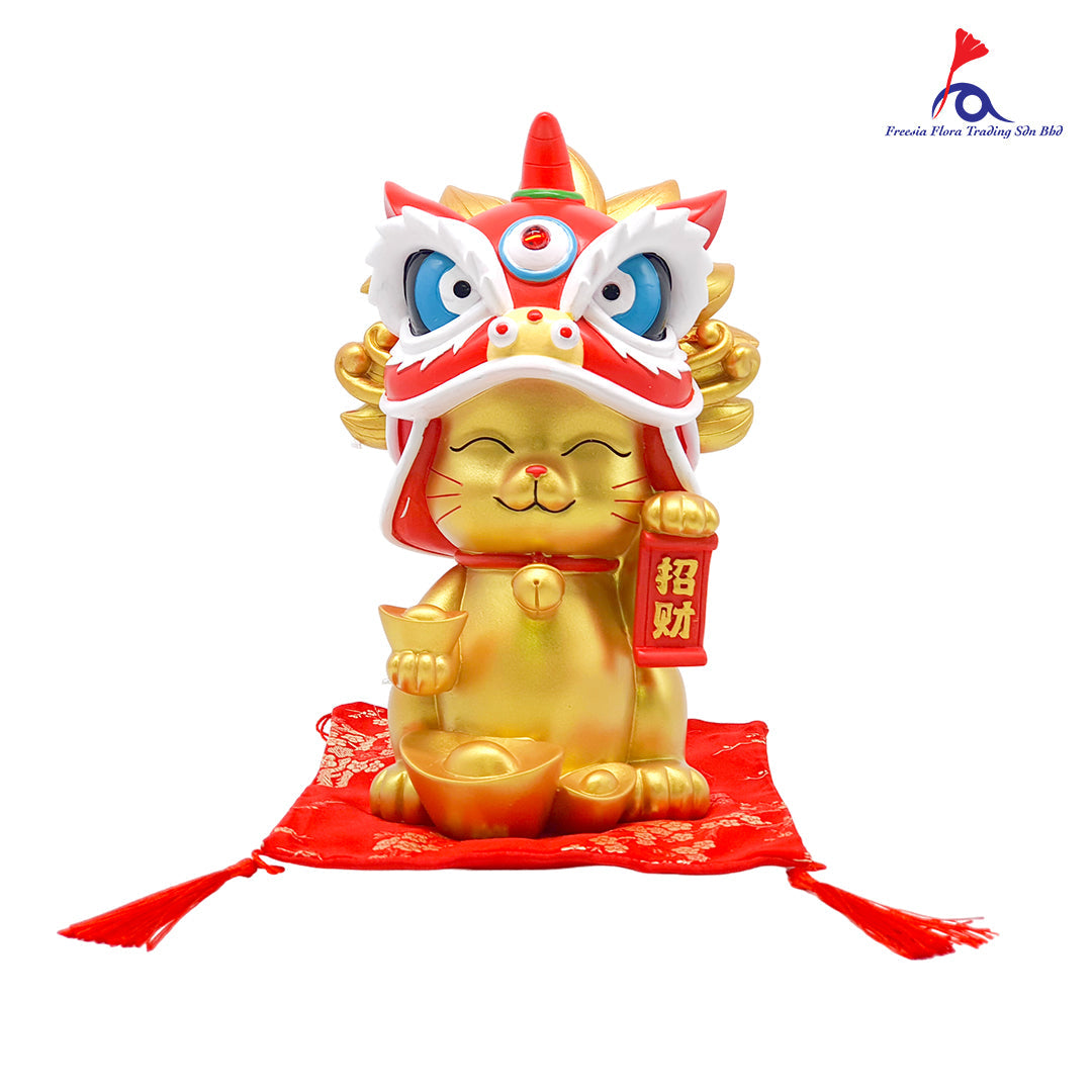 11" 中式 精美陶瓷 招财猫 存钱罐 摆件 (Gold)