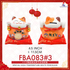 4.5" 精美陶瓷招财猫 财源滚滚 钱多多 存钱罐 (Orange)