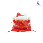 4.5" 精美陶瓷 开运招财猫 存钱罐 (Red)