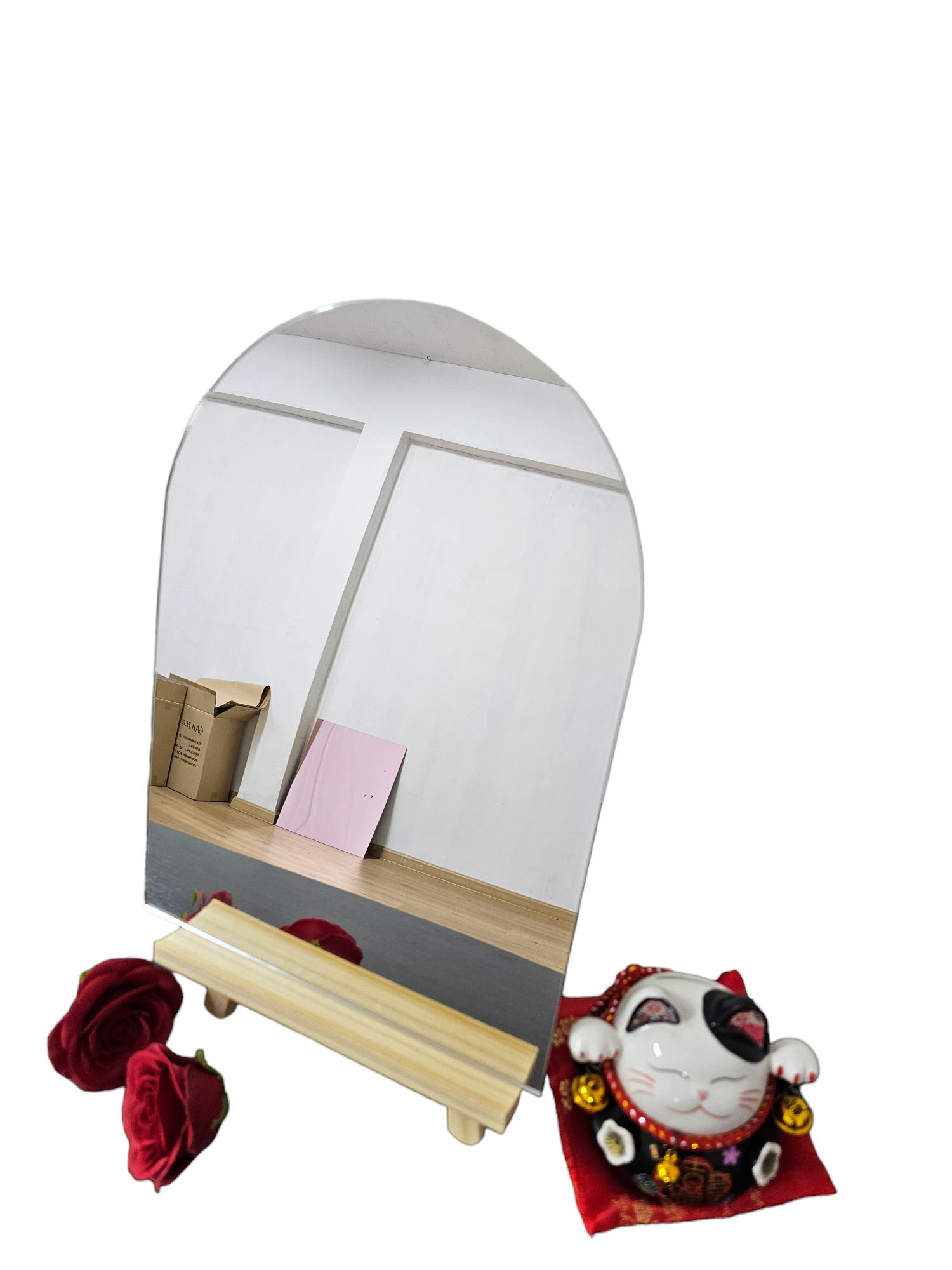 Half Round Shape Table Top Acrylic Mirror Board 25cm (W) X 35cm (H) X 3mm (Thickness) (Not Included Stand)