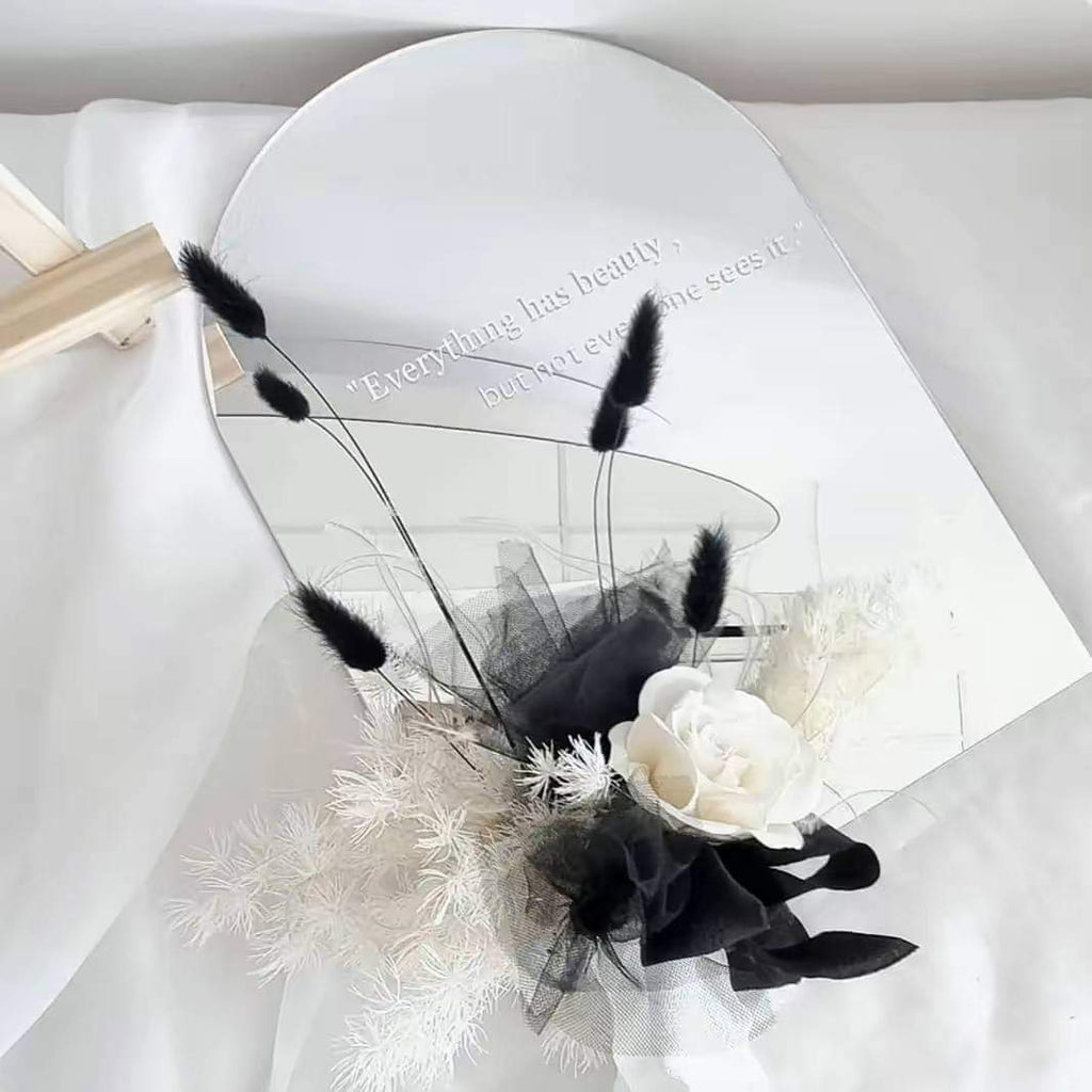 Half Round Shape Table Top Acrylic Mirror Board 25cm (W) X 35cm (H) X 3mm (Thickness) (Not Included Stand)