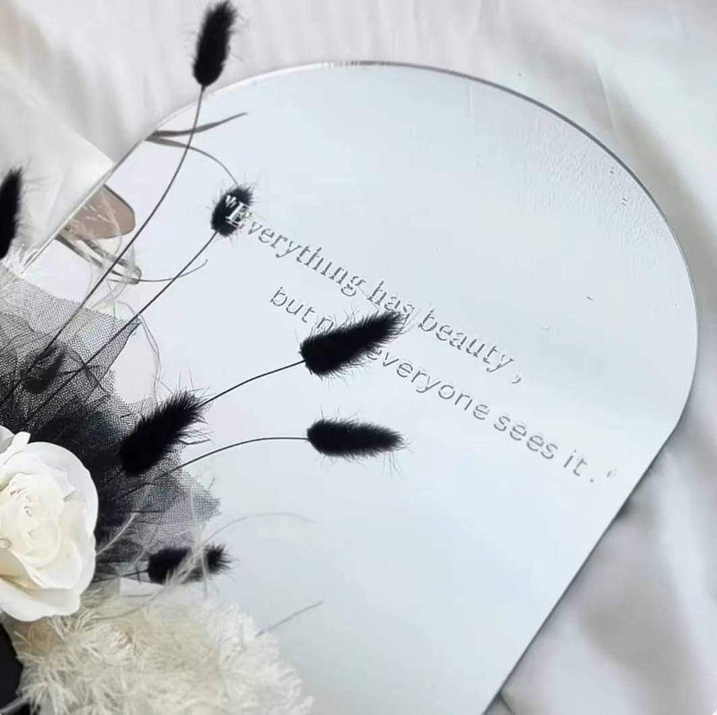 Half Round Shape Table Top Acrylic Mirror Board 25cm (W) X 35cm (H) X 3mm (Thickness) (Not Included Stand)