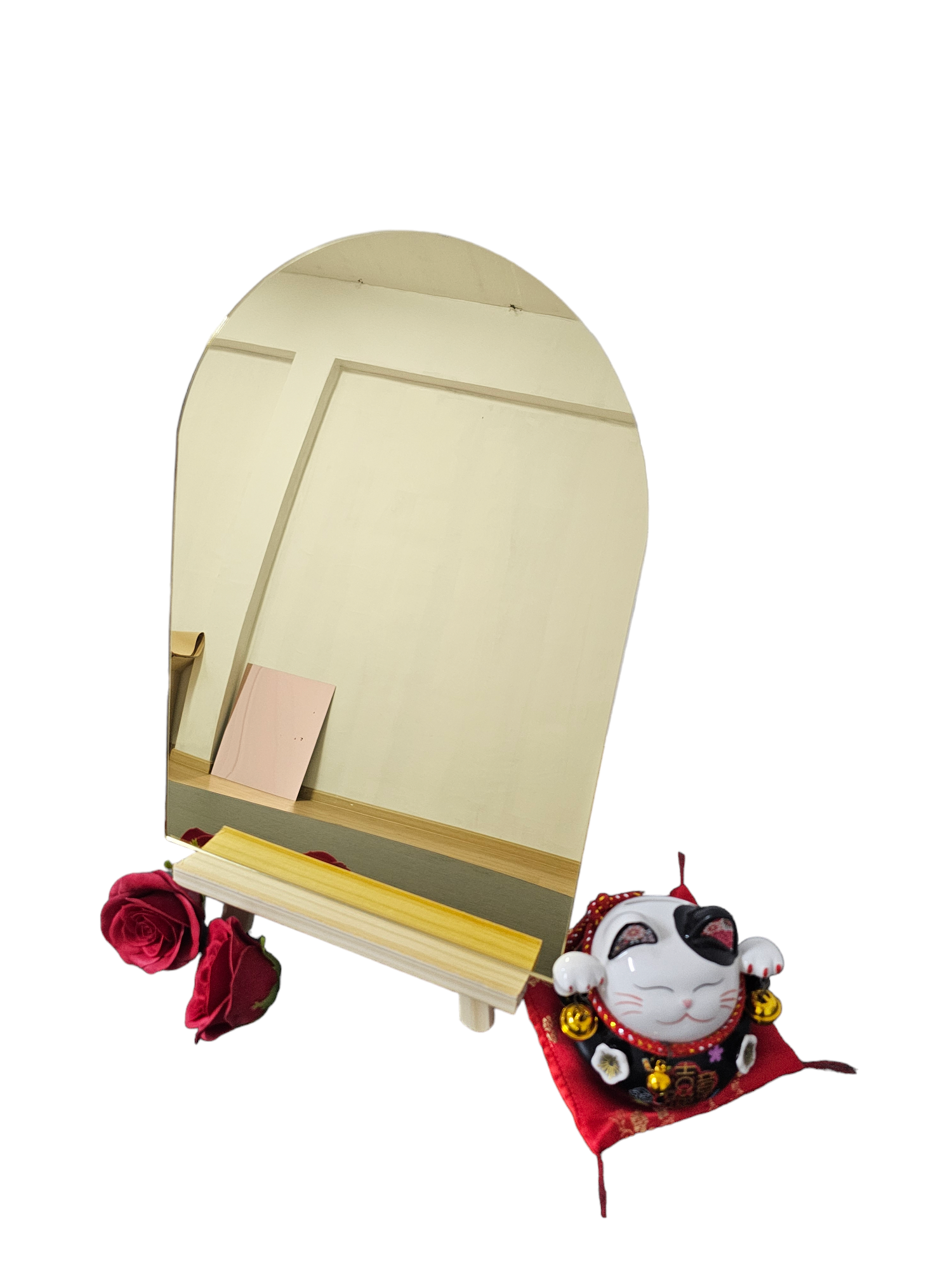 Half Round Shape Table Top Acrylic Mirror Board 25cm (W) X 35cm (H) X 3mm (Thickness) (Not Included Stand)