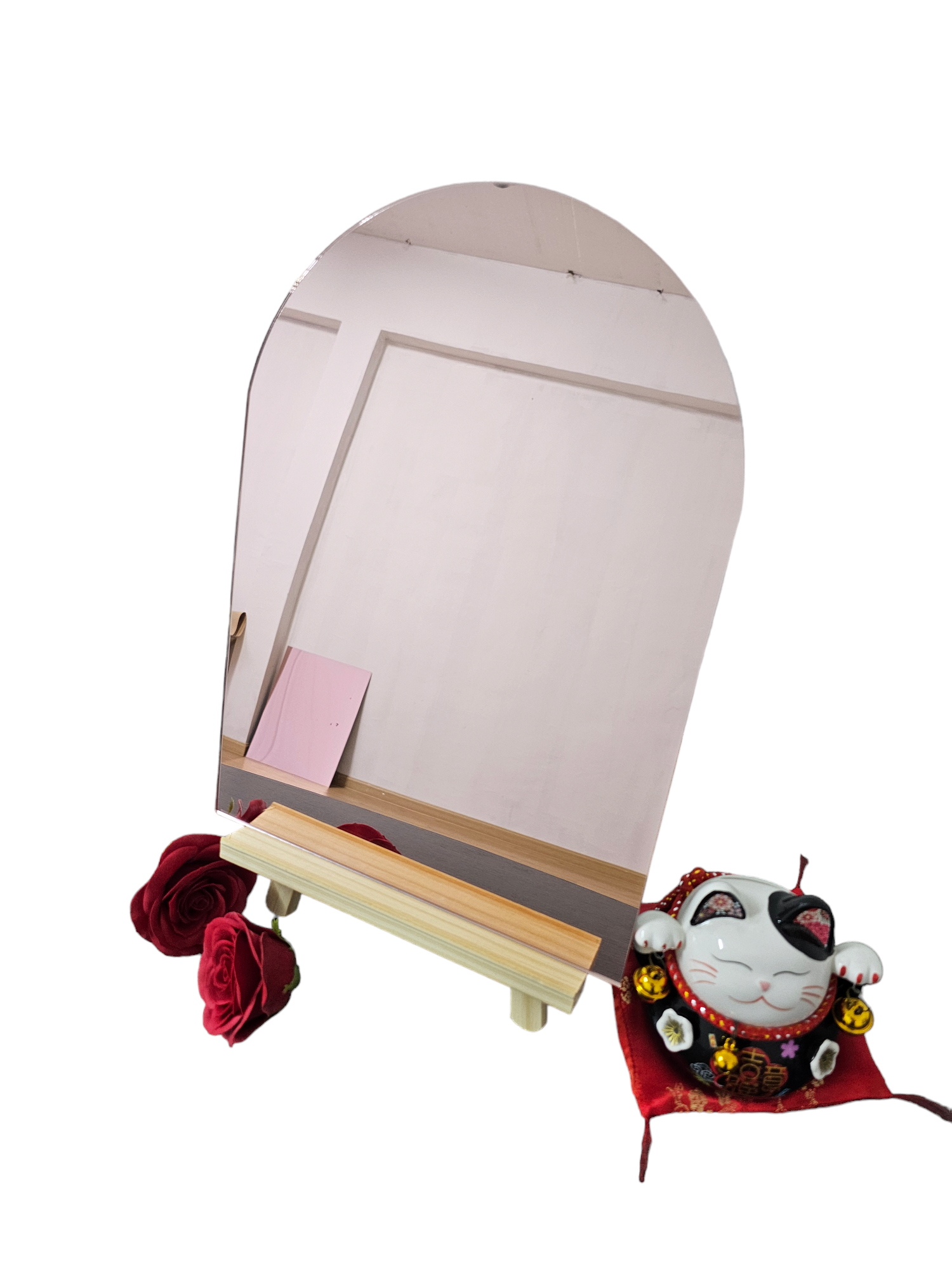 Half Round Shape Table Top Acrylic Mirror Board 25cm (W) X 35cm (H) X 3mm (Thickness) (Not Included Stand)