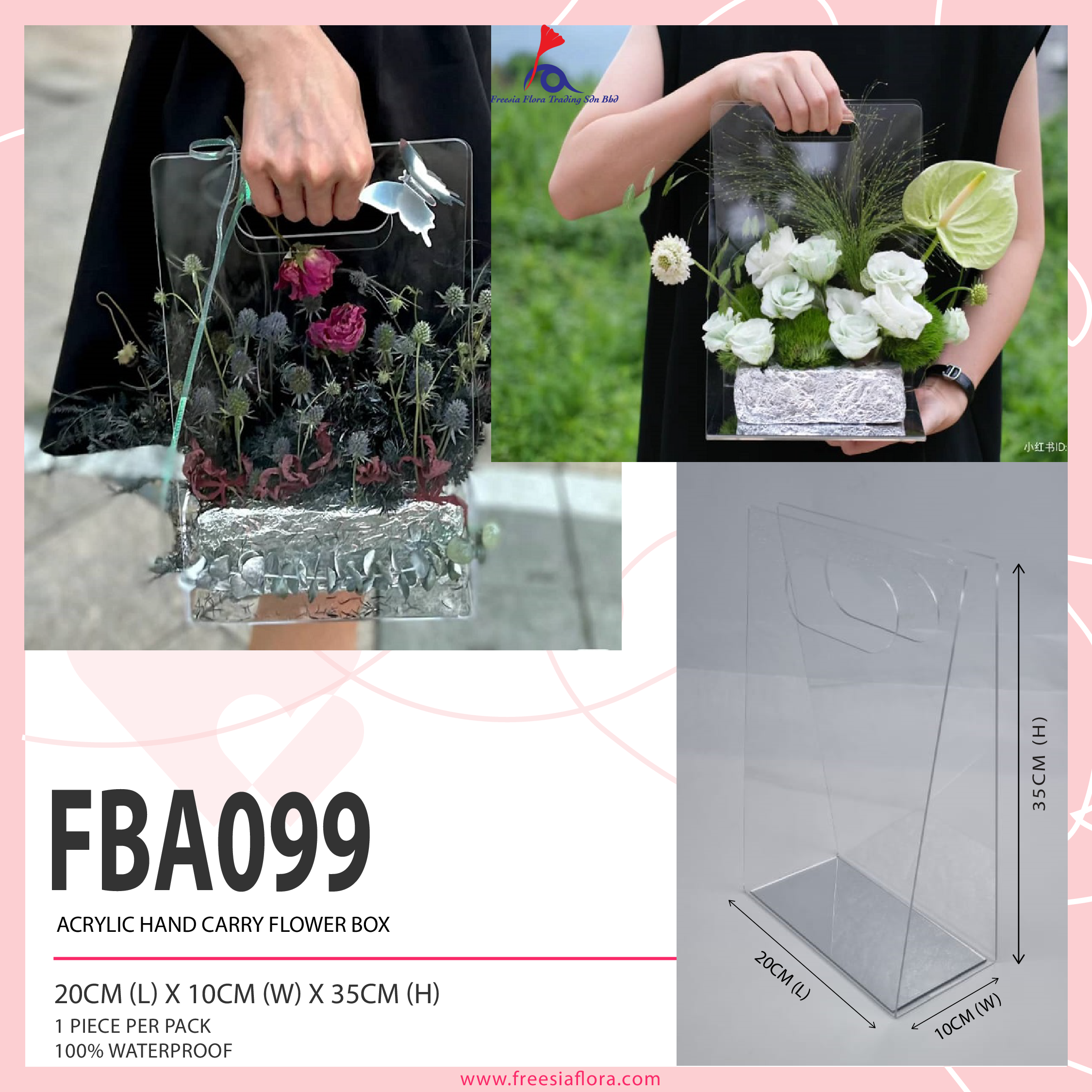 Acrylic Hand Carry Flower Box