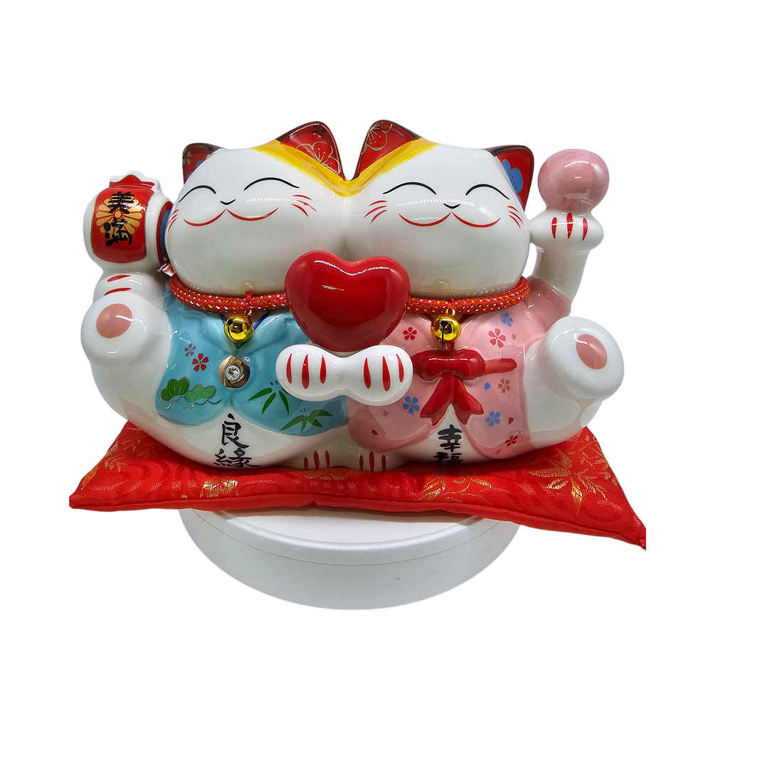 6" 陶瓷 高品质 美满幸福 招财猫 (存钱罐)
