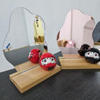 Cloud Shape Acrylic Mirror Board With Solid Wood Stand And Rubber