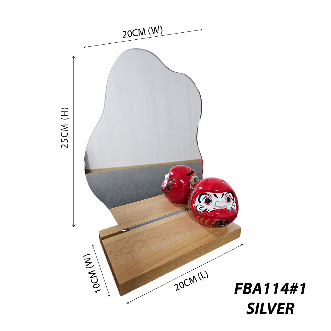 Cloud Shape Acrylic Mirror Board With Solid Wood Stand And Rubber
