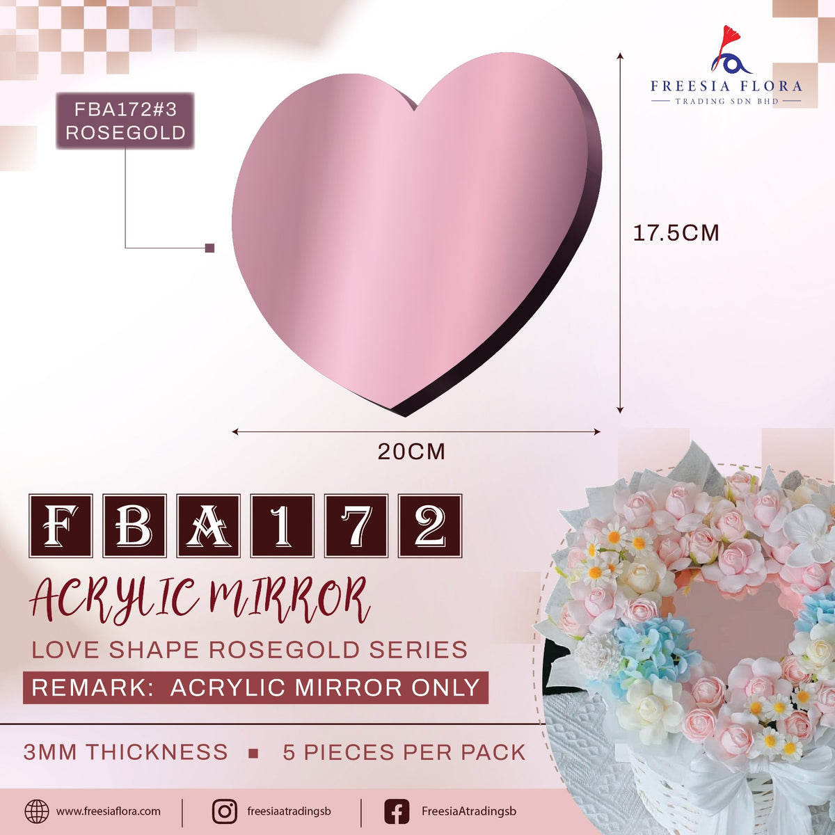 Acrylic Mirror love shape