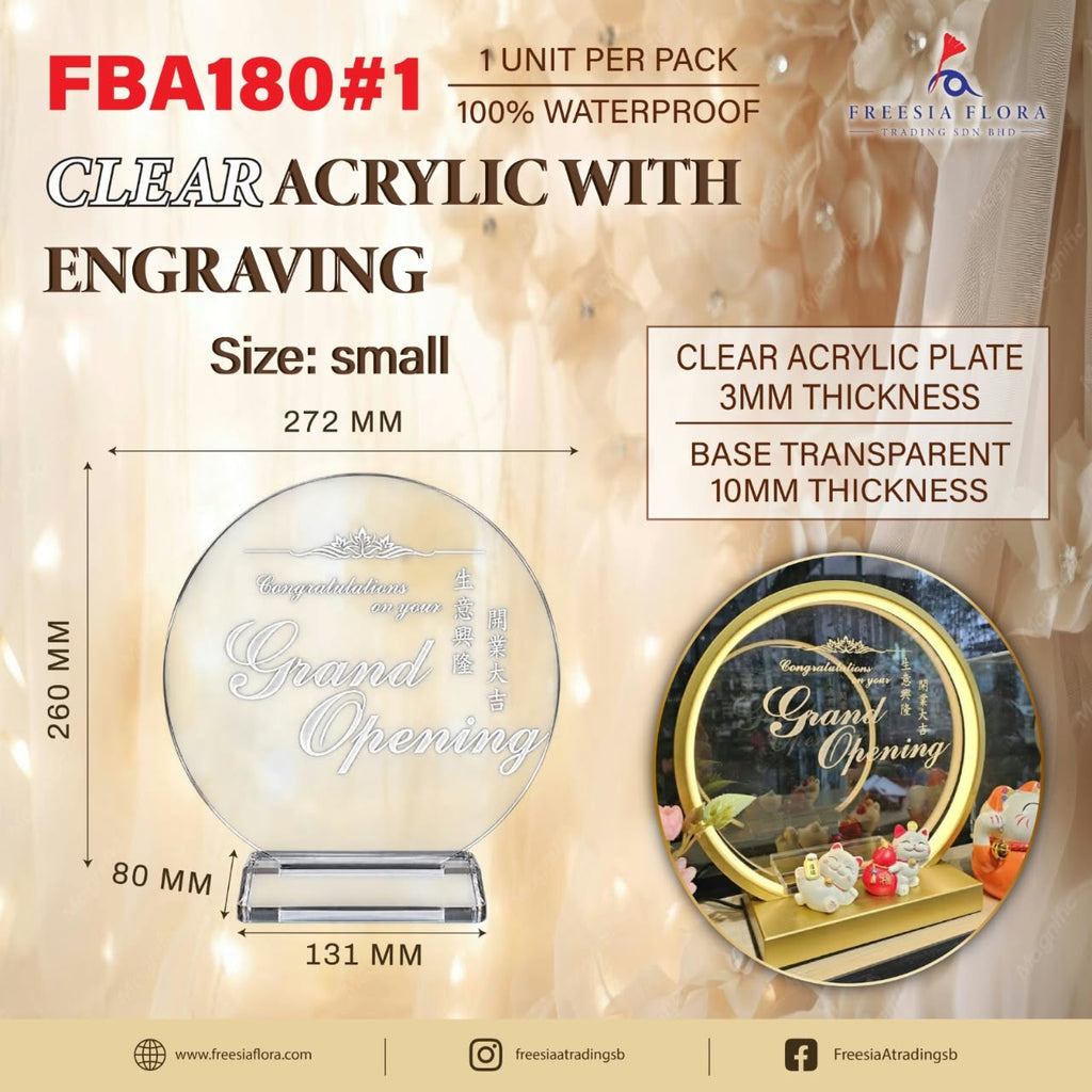 FBA180 CLEAR ACRYLIC WITH ENGRAVING