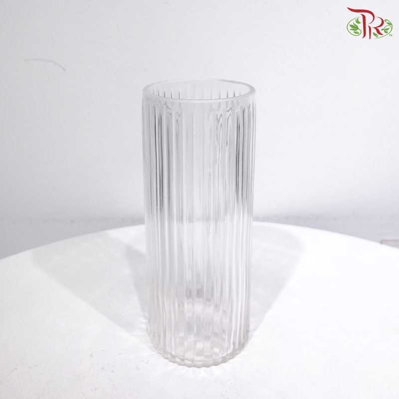FH1025COL/24 - Crystal Vase - Vertical Lining Design (With Color Options)
