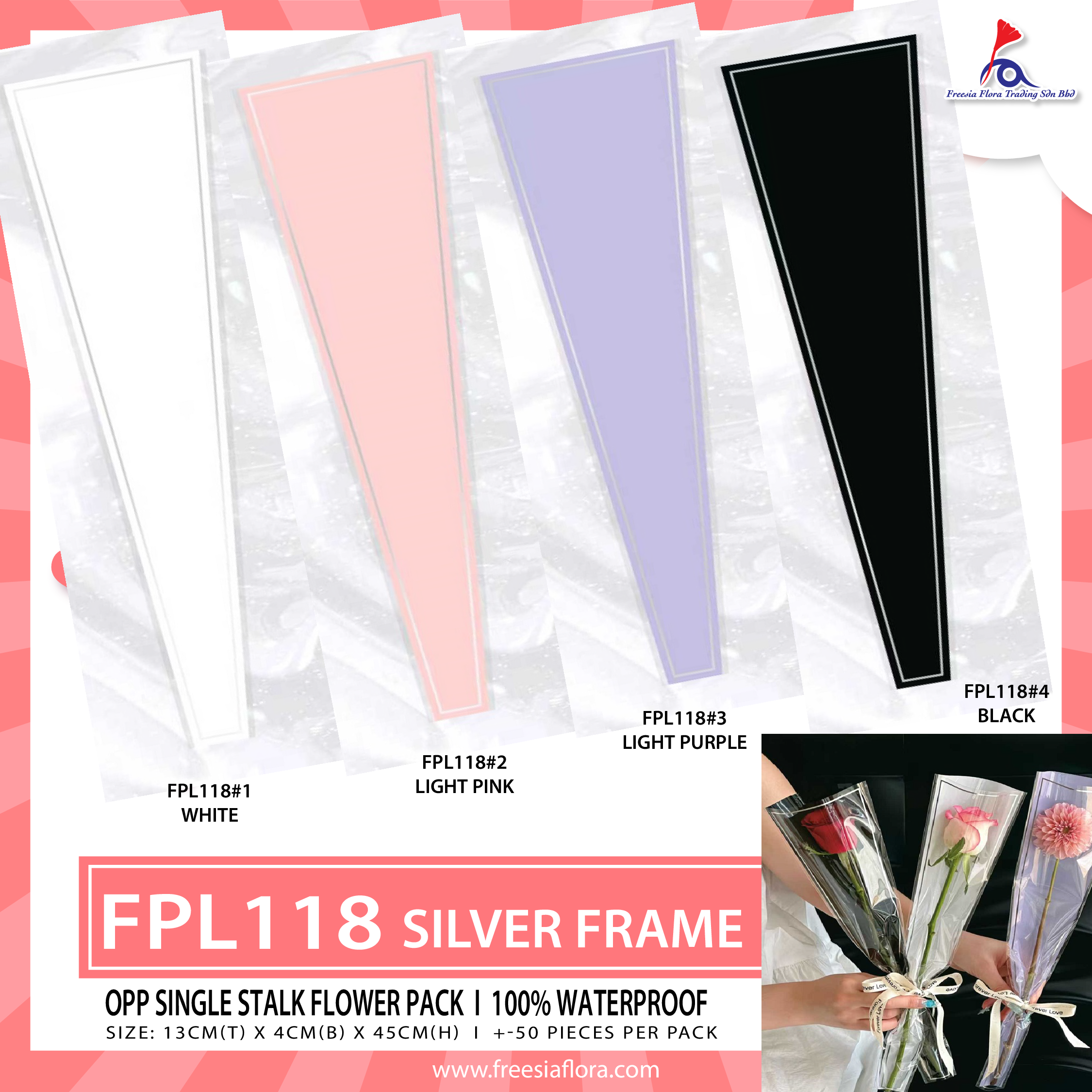 Single Stalk Flower Pack With Silver Frame