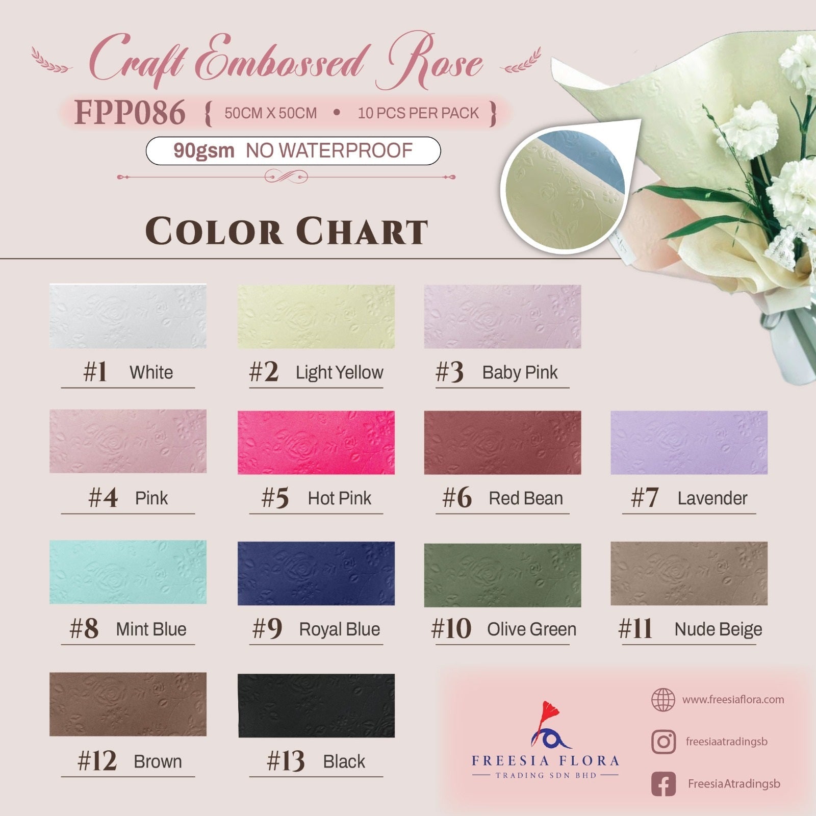 FPP086 Eco Craft Embossed Rose 90gsm