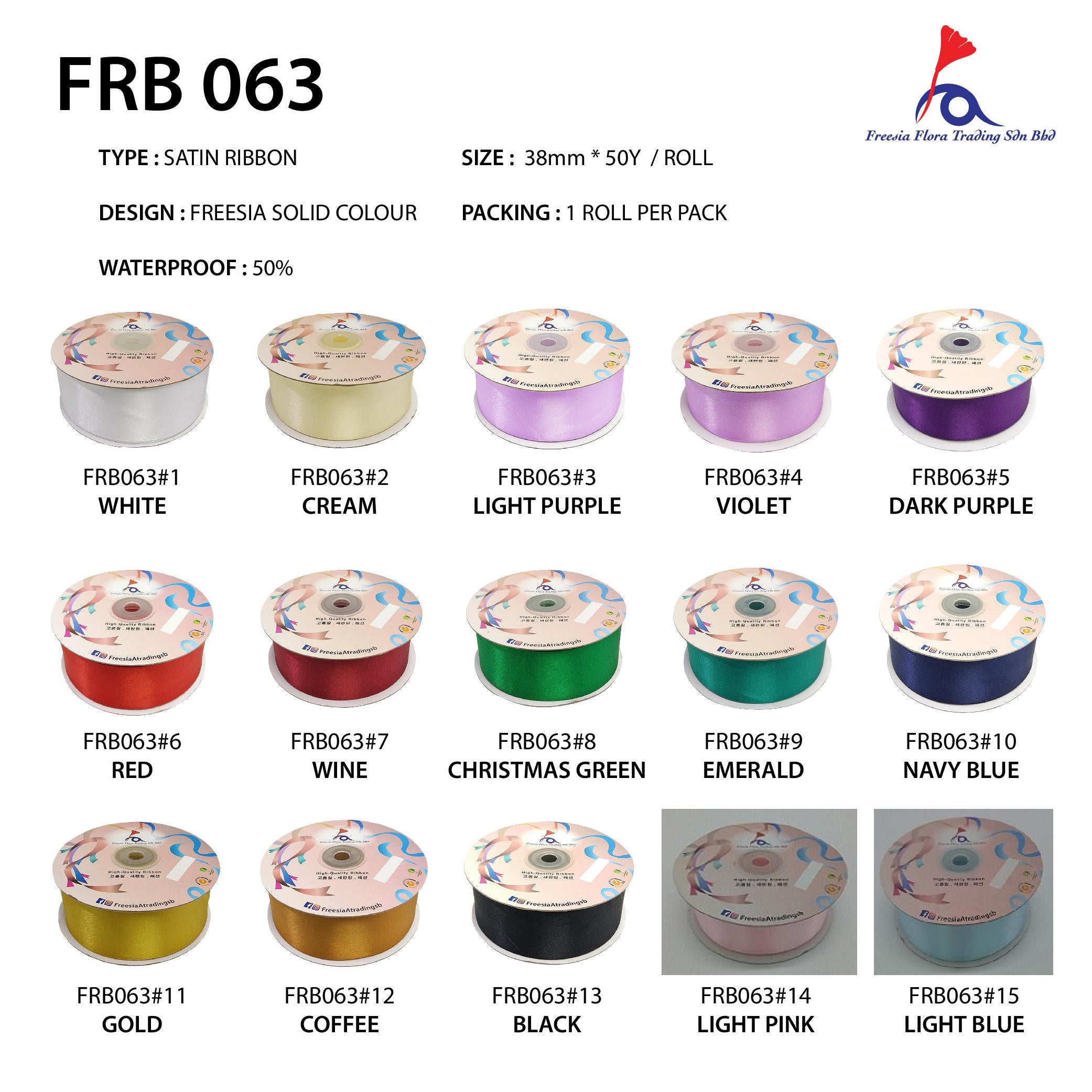 FRB063 SATIN RIBBON 38MM*50Y - Freesia