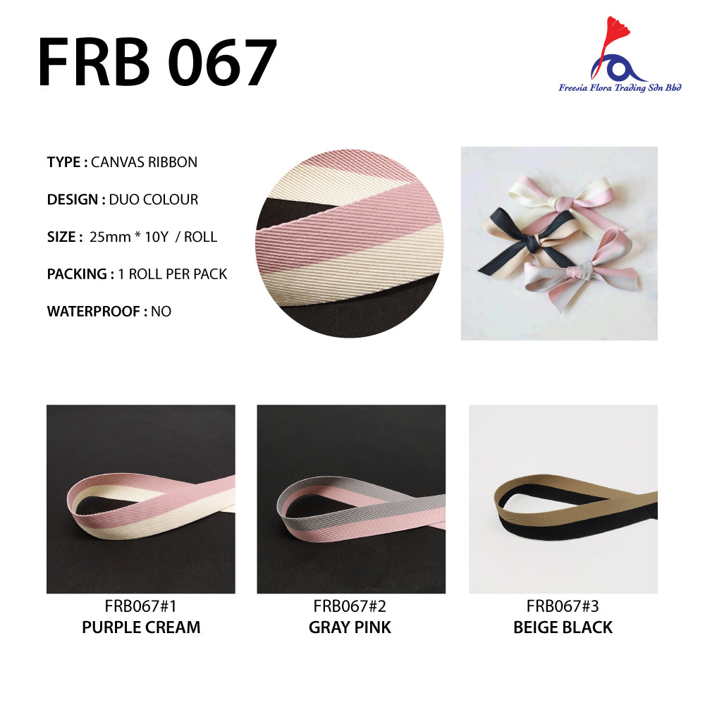 FRB067 DUO COLOUR CANVAS RIBBON 25MM X 10Y - Freesia