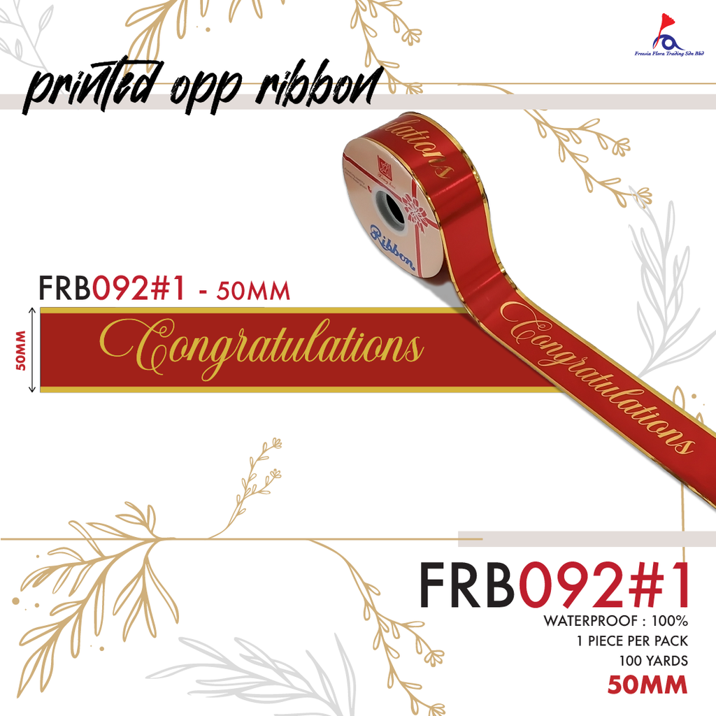 FRB092 PRINTED OPP RIBBON - CONGRATULATIONS - Freesia