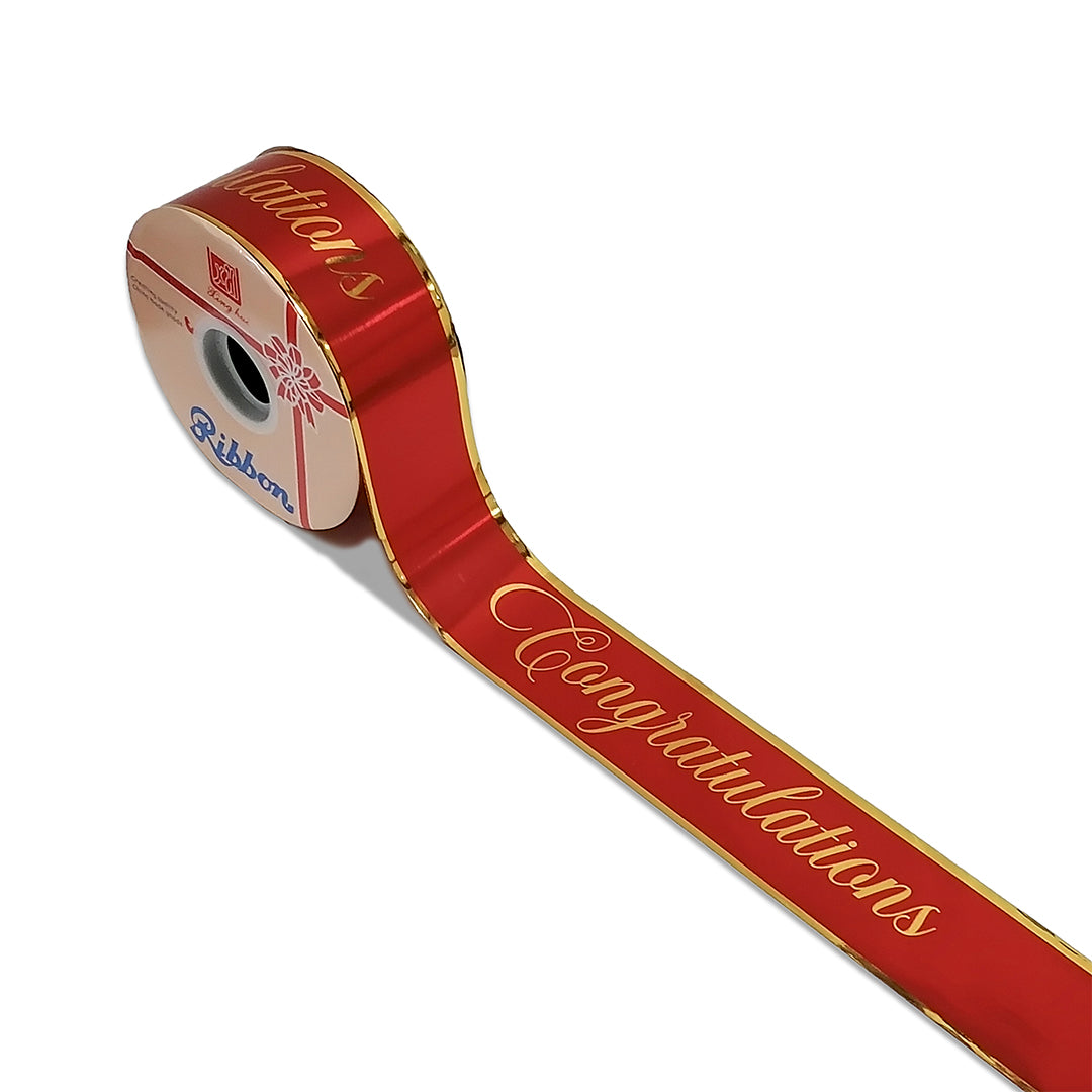 FRB092 PRINTED OPP RIBBON - CONGRATULATIONS - Freesia
