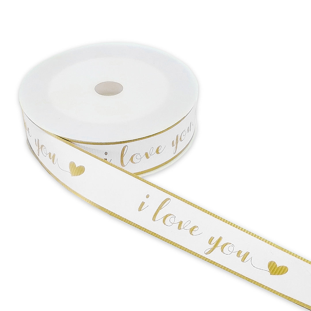 FRB093 Printed OPP Ribbon ' I Love You ' (30mm*50Y) - Freesia