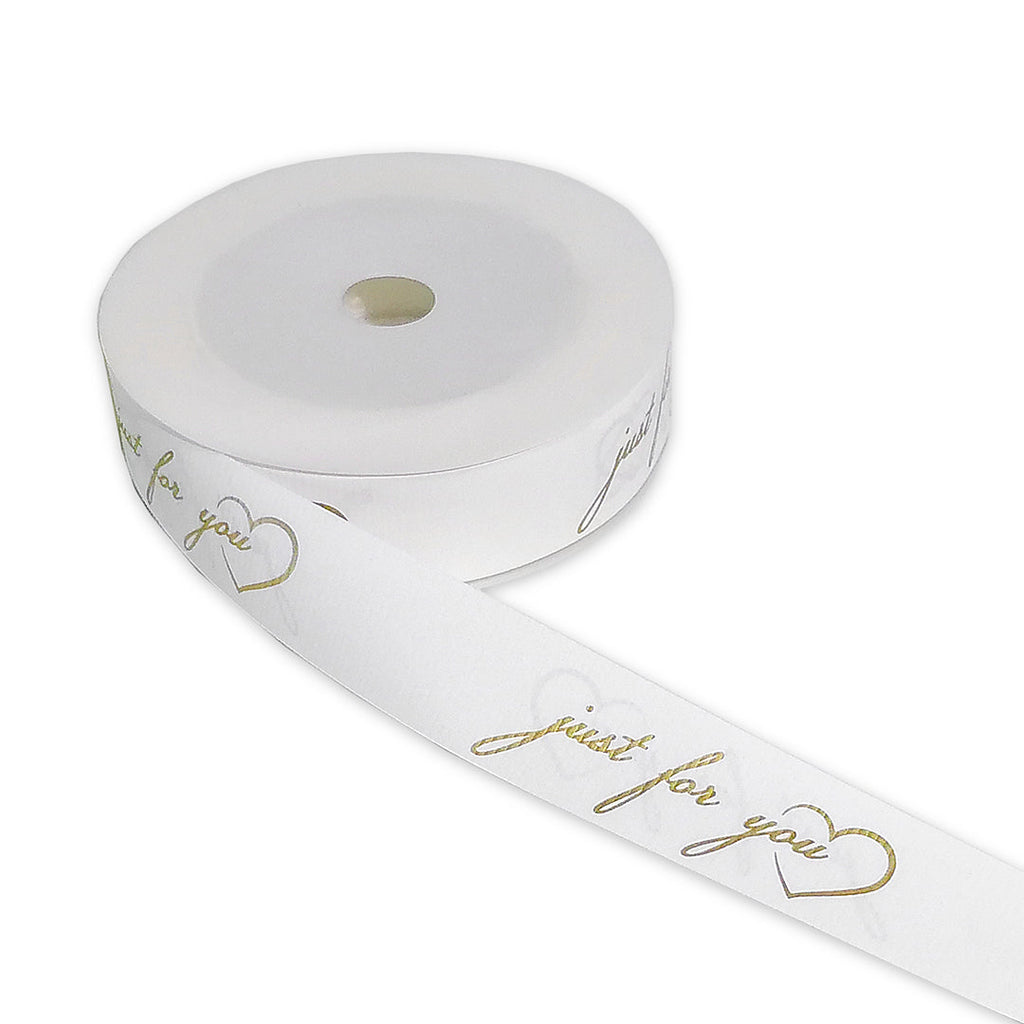 FRB094 Printed OPP Ribbon ' Just For You ' (30mm*50Y) - Freesia