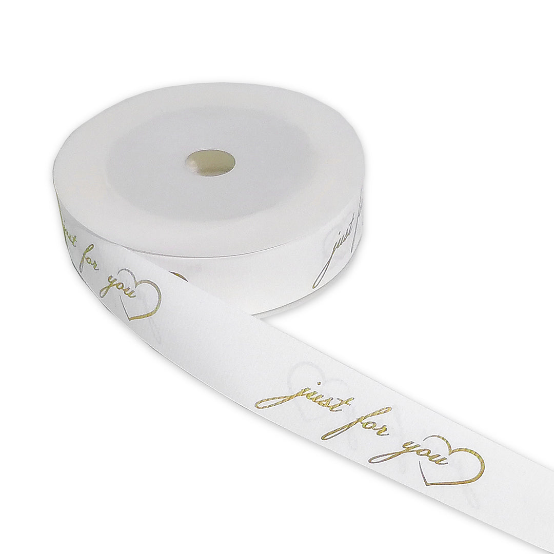 FRB094 Printed OPP Ribbon ' Just For You ' (30mm*50Y) - Freesia