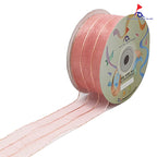 Premium Organza Ribbon With Gold Lines (38mm*25Y)
