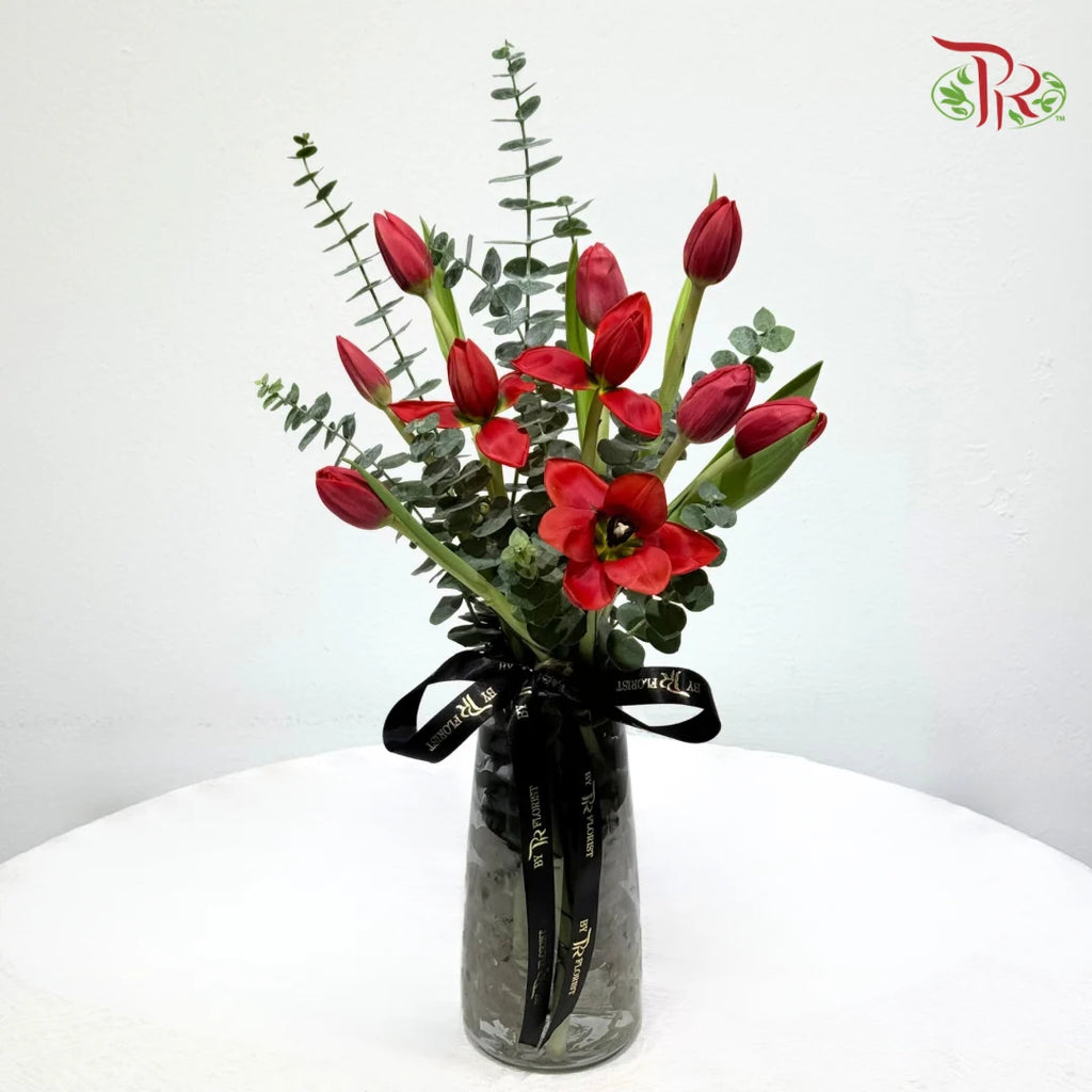 Tulip Palette Vase Arrangement (Random Color)