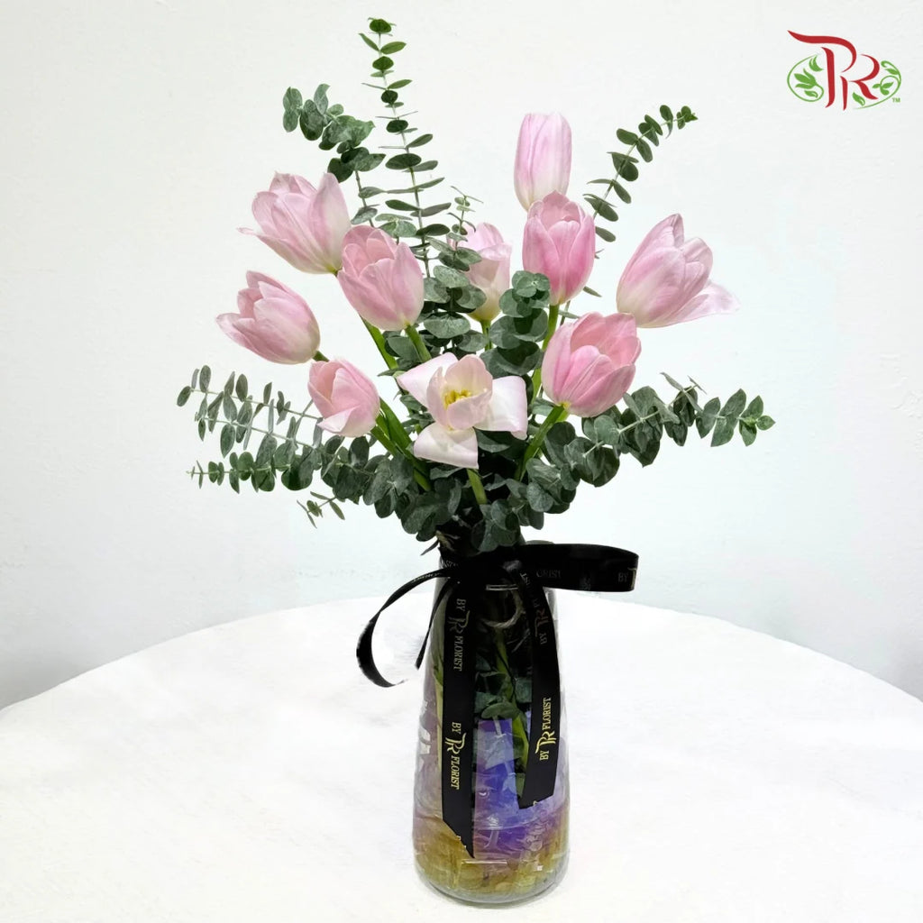 Tulip Palette Vase Arrangement (Random Color)