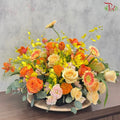 Sunlit Harmony - Table Centerpiece In Orange Yellow Tone