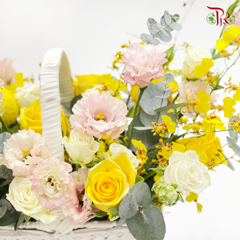 Yellow Jubilant In Basket Arrangement (M size) - Pudu Ria Florist