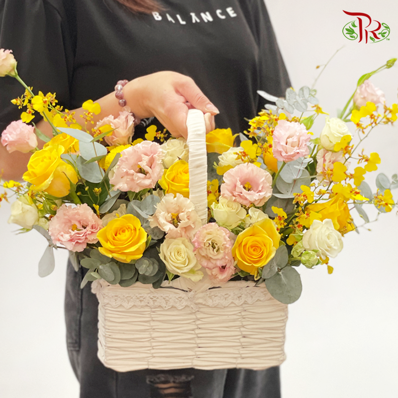 Yellow Jubilant In Basket Arrangement (M size) - Pudu Ria Florist