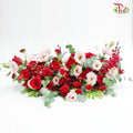 Crimson Cascade Ensemble- One Sided Table Centerpiece