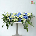 Blue Serenity Long Low Table Centerpiece (One Sided)