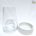 431928T-W - Detachable Glass Jar Vase With White Colour Base