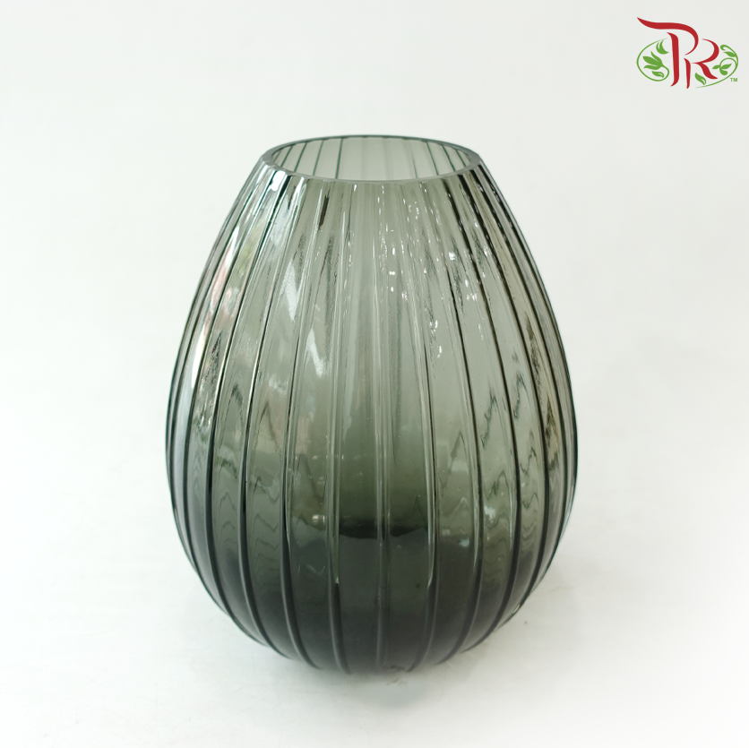 ⌀7cm Smoky Ripple Glass Vase