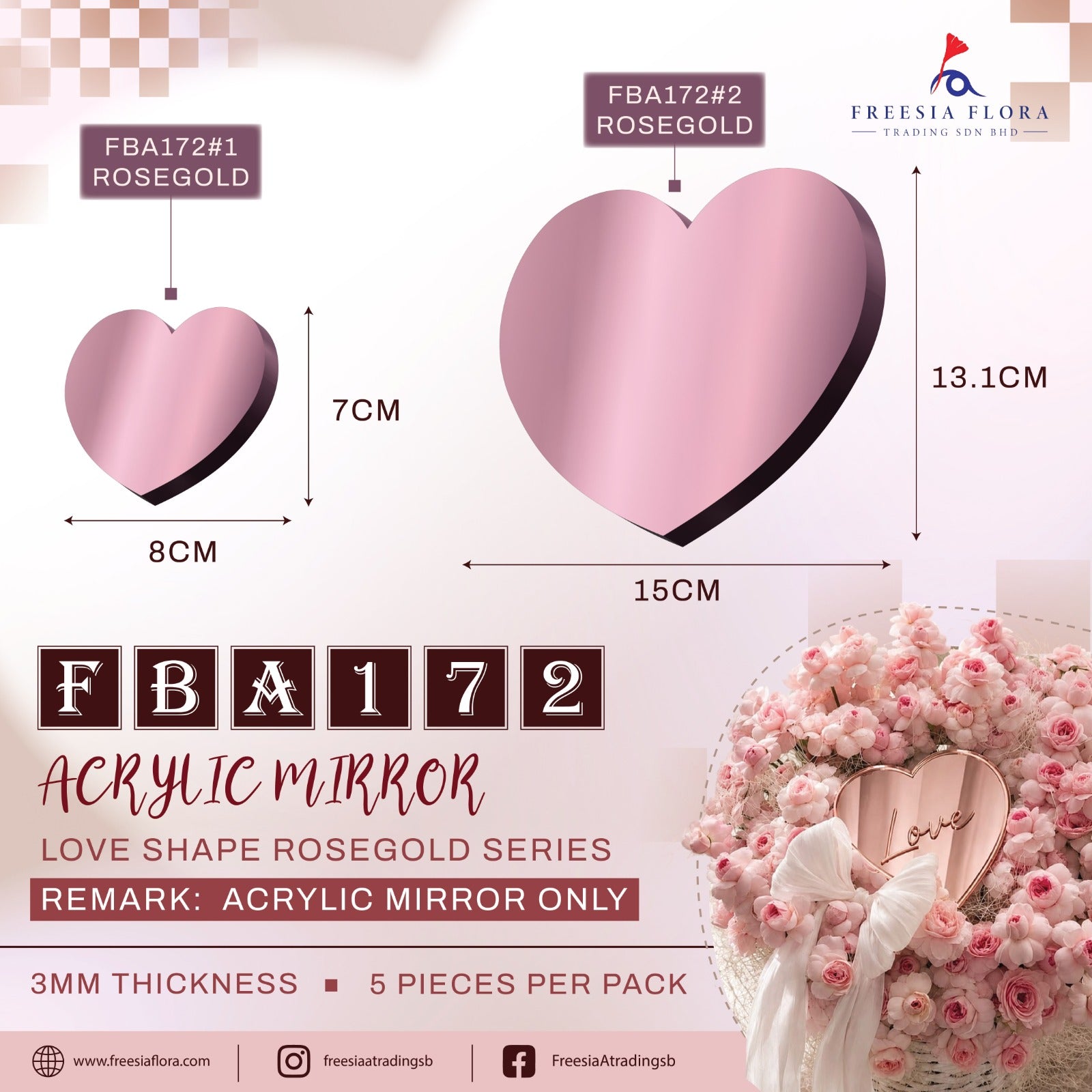 Acrylic Mirror love shape