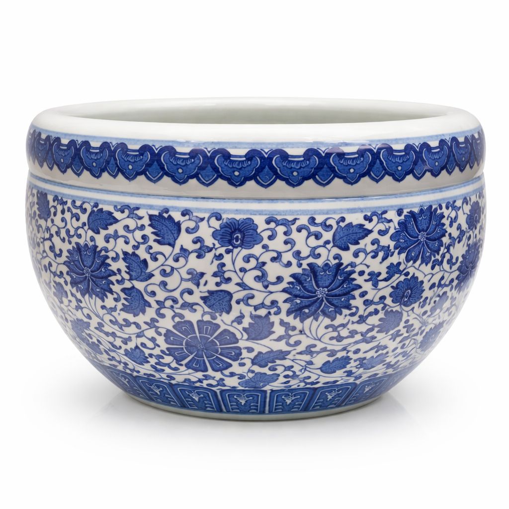 Classic Blue & White Floral Ceramic Pot