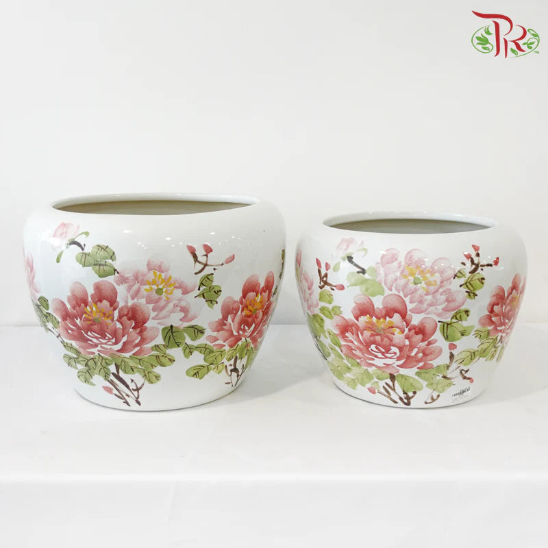 Bloom Elegance Floral Ceramic Pot