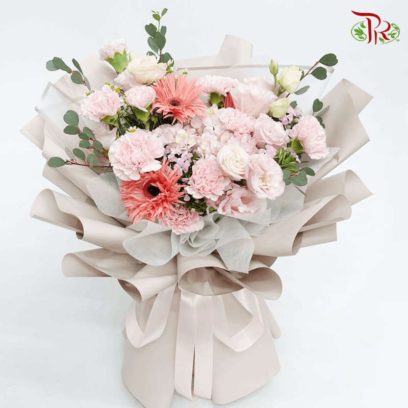 Assorted Soft Pink Flower Tone Hand Bouquet - M/L size-Pudu Ria Florist-prflorist.com.my