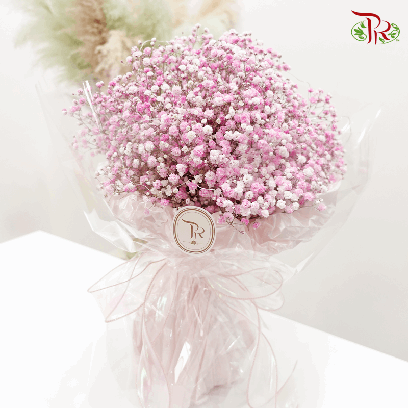 Baby's Breath Bouquet - Light Pink (Optional With LED Light)-With No LED Light-Pudu Ria Florist-prflorist.com.my